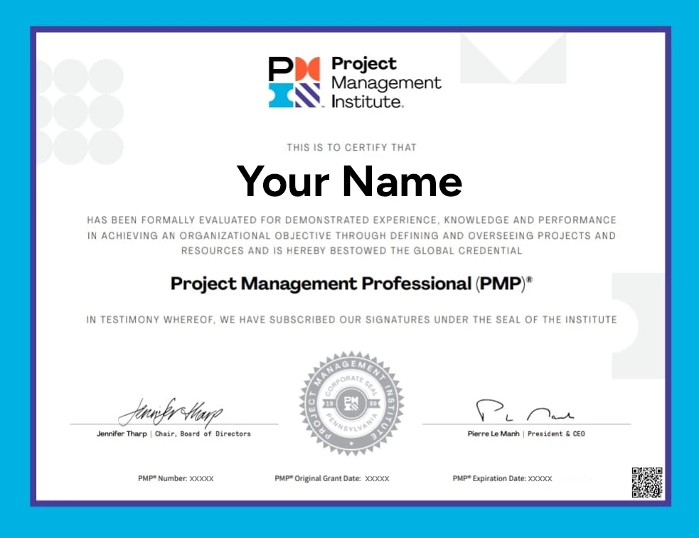 PMP Certificate from PMI USA