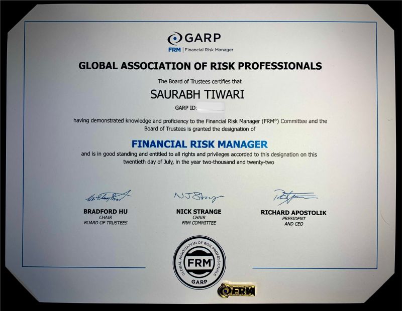 FRM Official Certificate